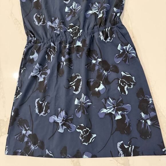 Lole Floral Sleeveless Midi Dress Women's Large Blue Slash Pockets Back Zipper - Picture 2 of 8